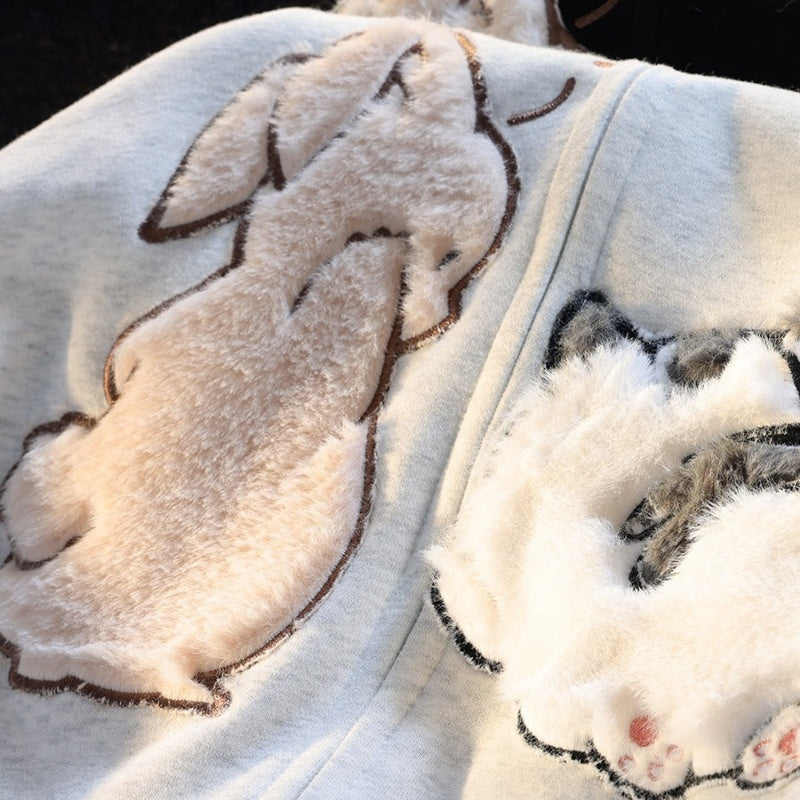 Thickened Cartoon Sweater Women's Autumn And Winter Hooded Cardigan Coat