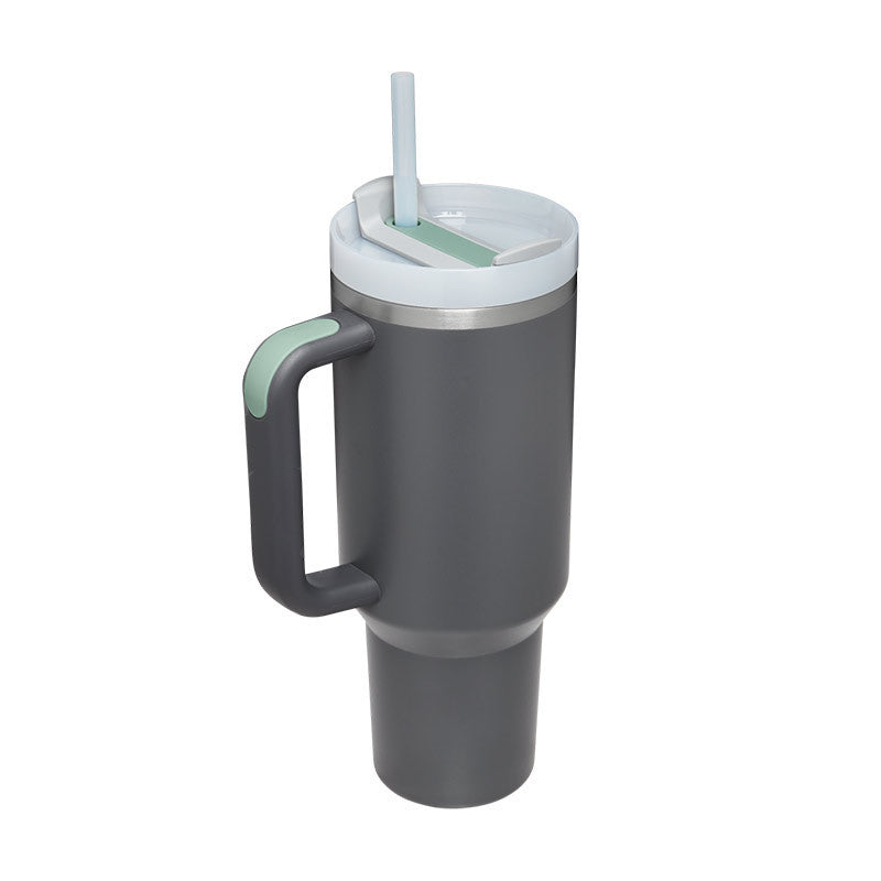 Tumbler with Handle & Straw – Stainless Steel Spill-Proof Travel Mug with Lid