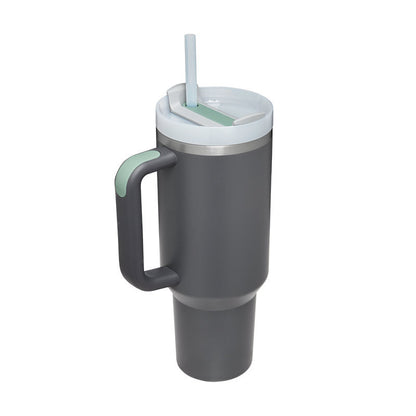 Tumbler with Handle & Straw – Stainless Steel Spill-Proof Travel Mug with Lid