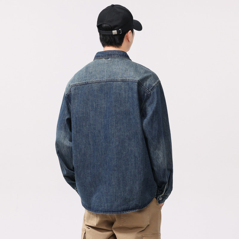 American Casual Retro Long Sleeve Denim Shirt