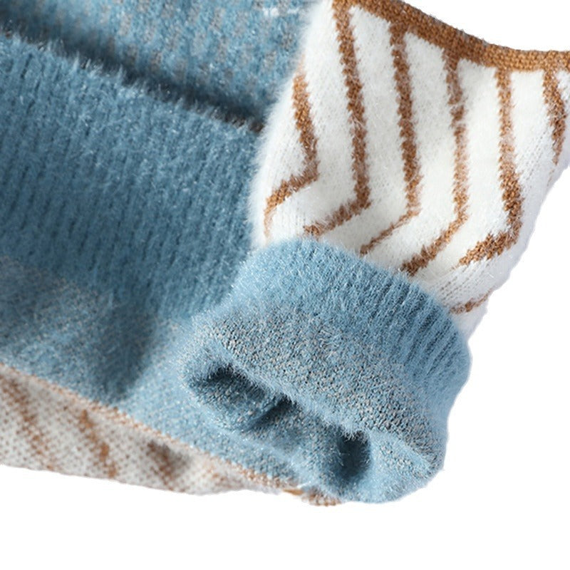 Fashion Striped Thermal Head Cover Knitwear