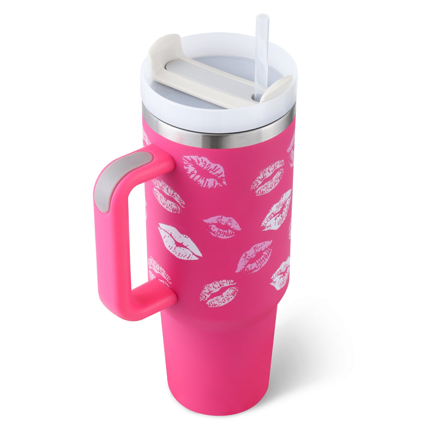 Tumbler with Handle & Straw – Stainless Steel Spill-Proof Travel Mug with Lid