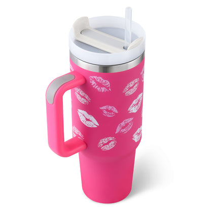 Tumbler with Handle & Straw – Stainless Steel Spill-Proof Travel Mug with Lid