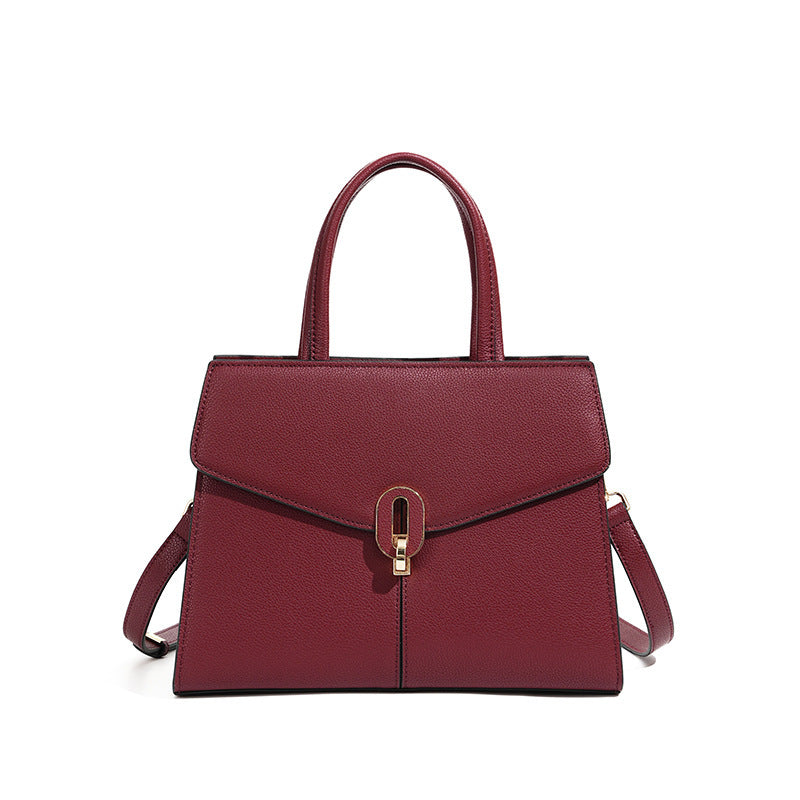 Red Leather Commuting High-grade Handbag