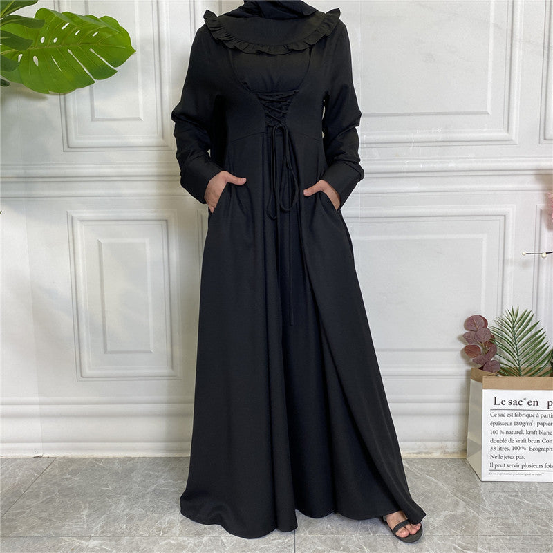Amazon Hot Ebay Hot Sale Middle East Thick Crepe Skirt Large Hem Long Sleeve Muslim 6430