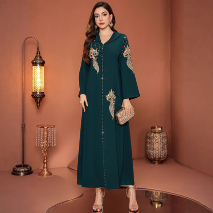 ZF4061 Dark Green Hooded Muslim Robe