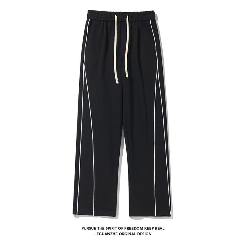 New Hong Kong Style White Bottom Ribbon Sweatpants
