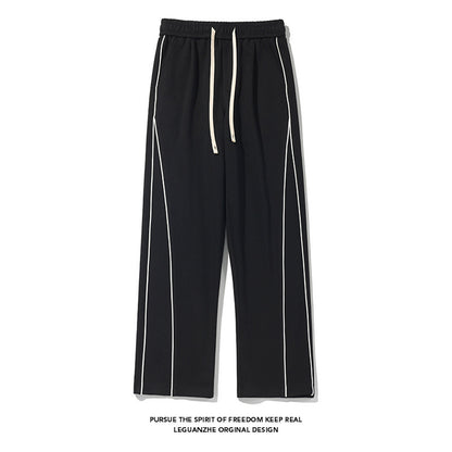 New Hong Kong Style White Bottom Ribbon Sweatpants
