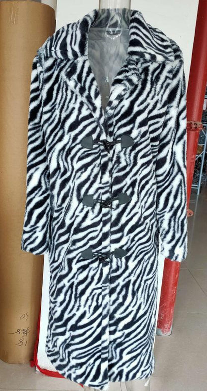 Zebra Print Horn Button Long Sleeves