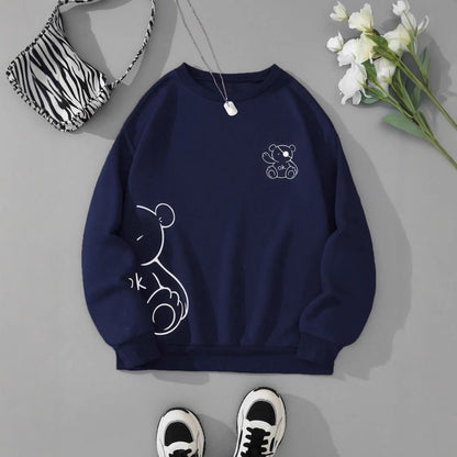 Kawaii OK Teddy Bear Printing Sweatshirts For Women Classic