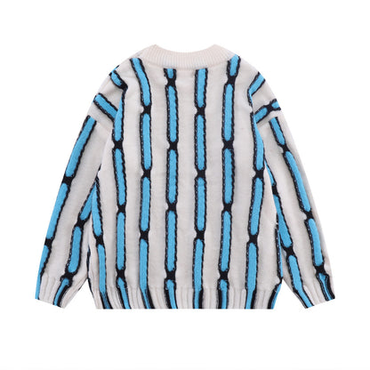 Contrast Striped Knitwear Men's Jacquard Sweater