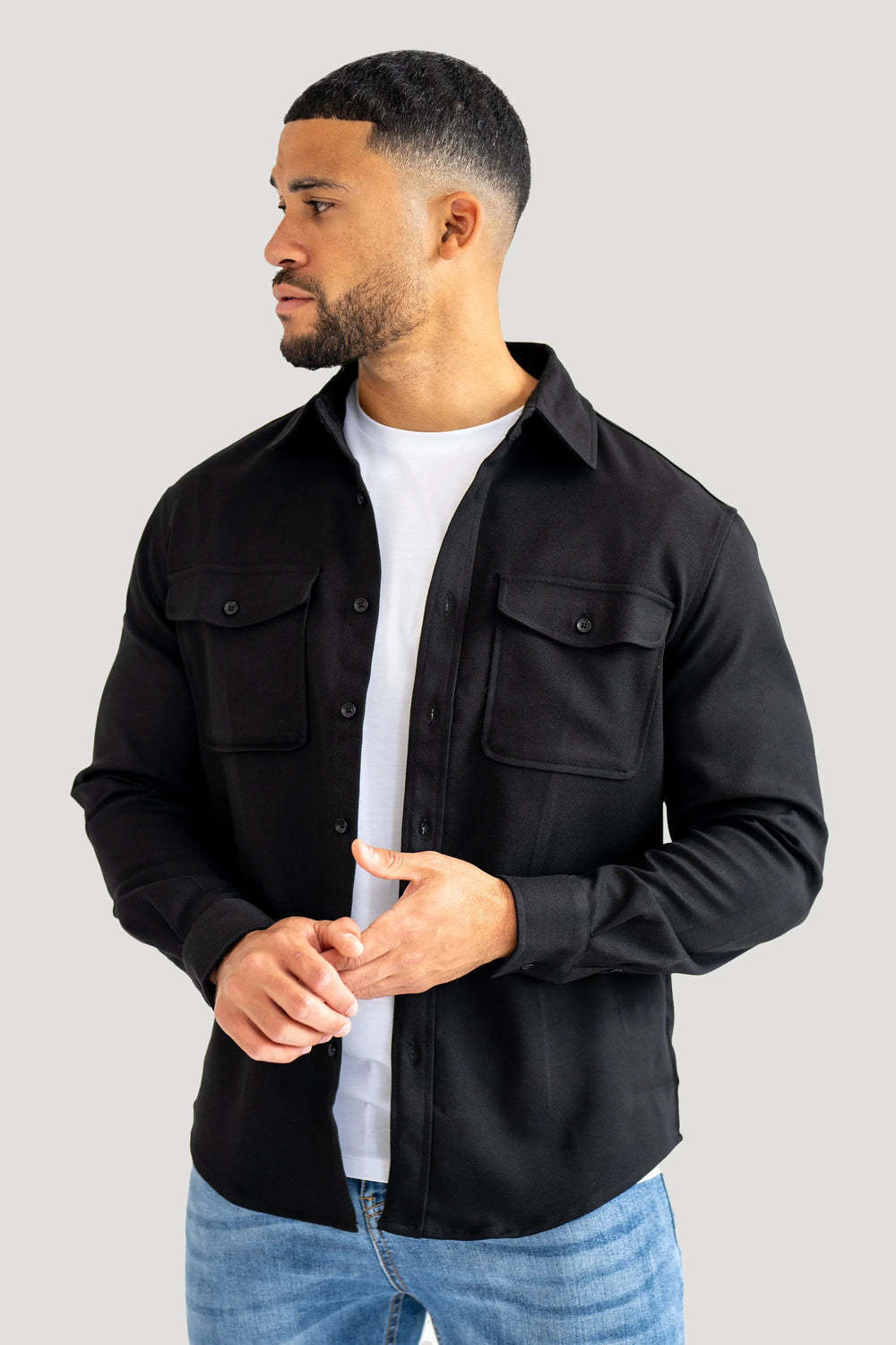 Men's Pure Cotton Workwear Coat Loose Casual Long Sleeves Shirt