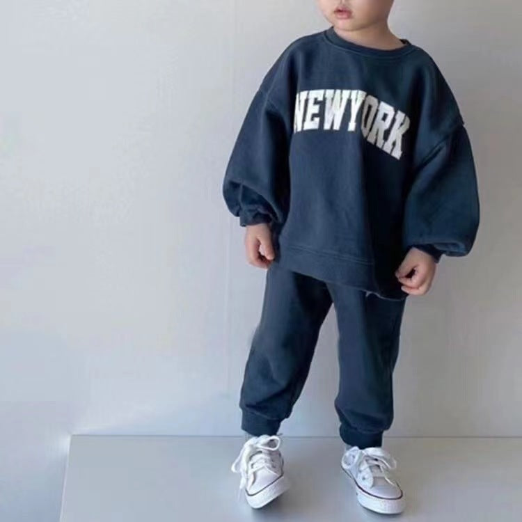 Children's Pullover Cotton Sweater Trousers Suit