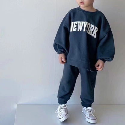 Children's Pullover Cotton Sweater Trousers Suit