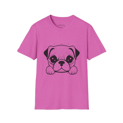 Cute Pug Face Design Cotton Blend T-Shirt for Men & Women