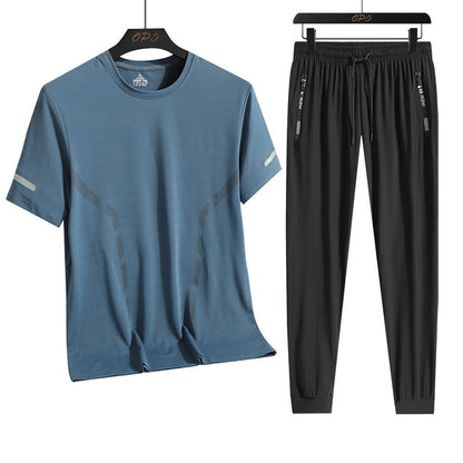 Men's Casual Elastic Short Sleeved Pants Set