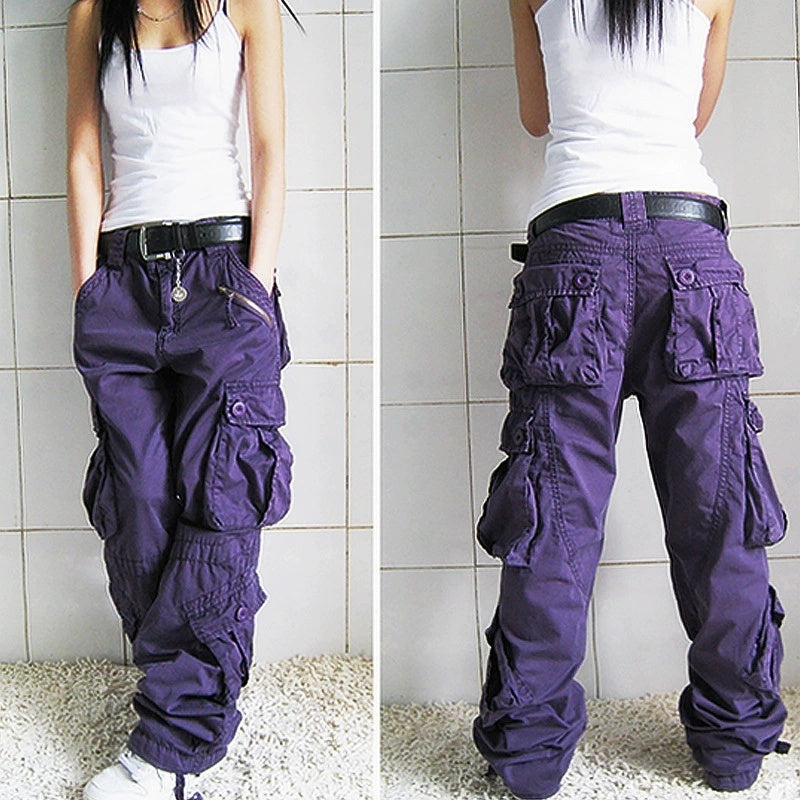 Womens Cargo Pants Hip Hop Trousers Loose Cargo Sweatpants