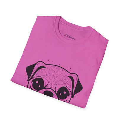 Cute Pug Face Design Cotton Blend T-Shirt for Men & Women