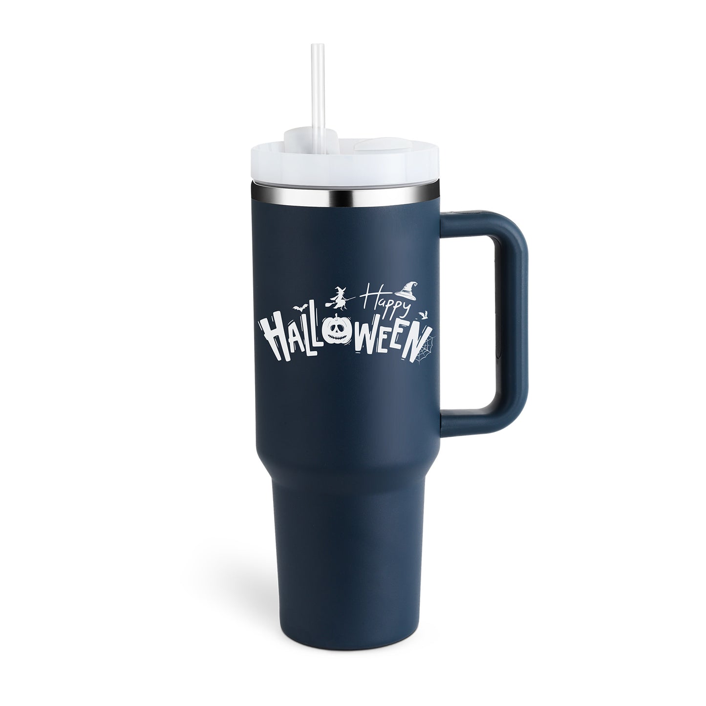 Tumbler with Handle & Straw – Stainless Steel Spill-Proof Travel Mug with Lid