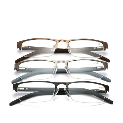 Elderly Presbyopic Glasses Square Half Frame Metal Glasses