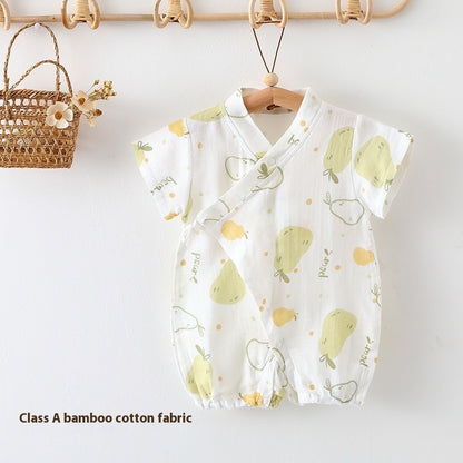Baby Jumpsuit Summer Clothing Class A Bamboo Cotton Gauze Thin Air Conditioning Room Clothes