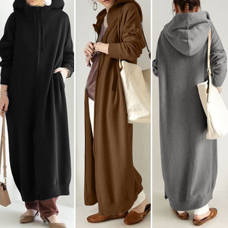 Brushed Hoody Casual Long Sleeve Coat Women