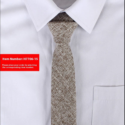 Solid Color Korean Style Narrow Cotton Men's 6cm Formal Wear Business Casual Wedding Tie