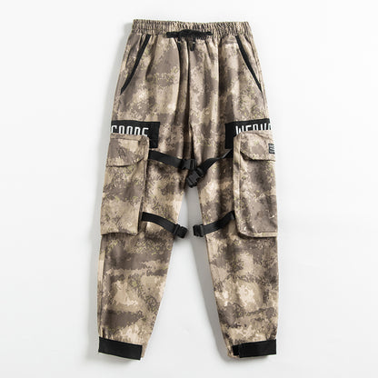 Casual Loose Straight Pants Men's Sports Beamed Pants