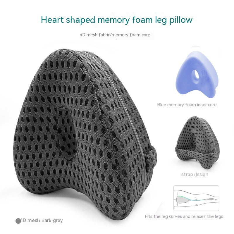 Leg Pillow – Heart-Shaped Memory Foam Contour Pillow for Side Sleepers, Hip, and Knee Support