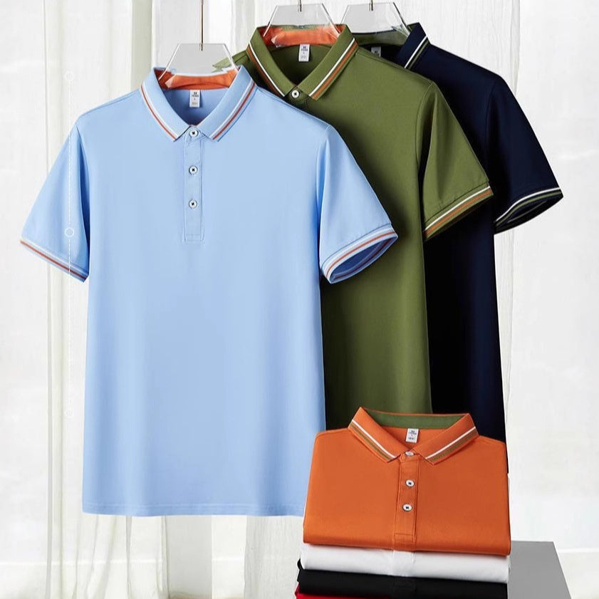 Polo Cotton Workwear With A Collar And Short Sleeves