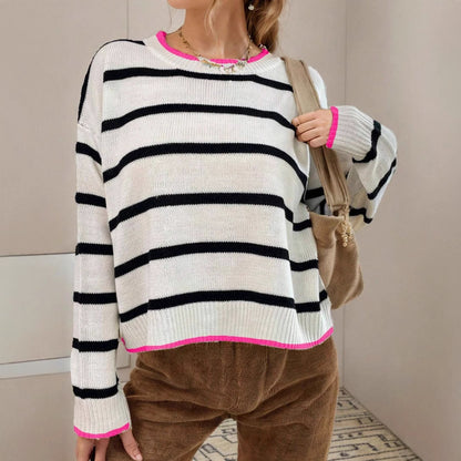 Pullover Sweaters Striped Contrast Color Knitwear