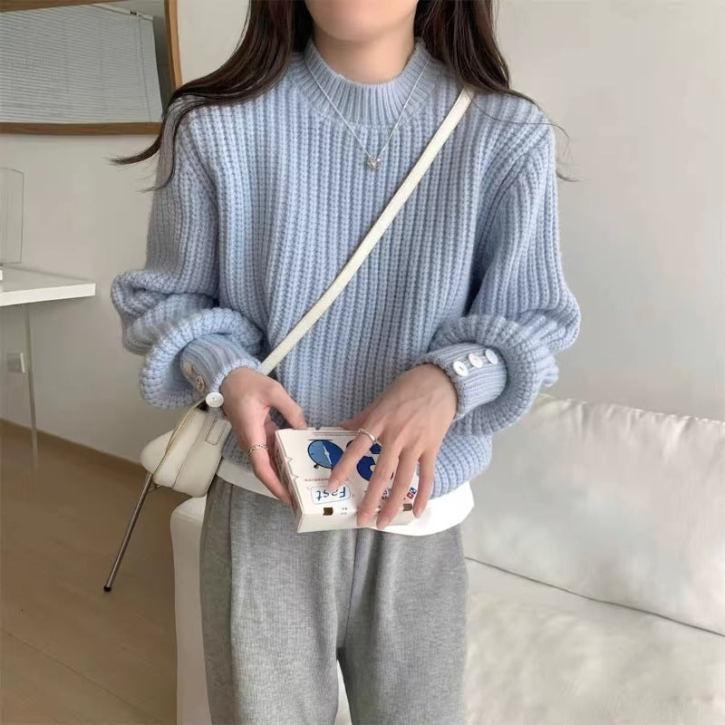 Retro Crew Neck Knitwear Women's Inner