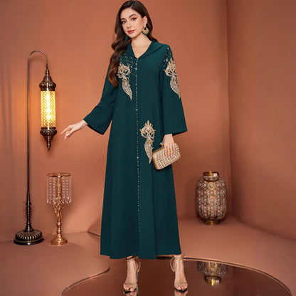 ZF4061 Dark Green Hooded Muslim Robe