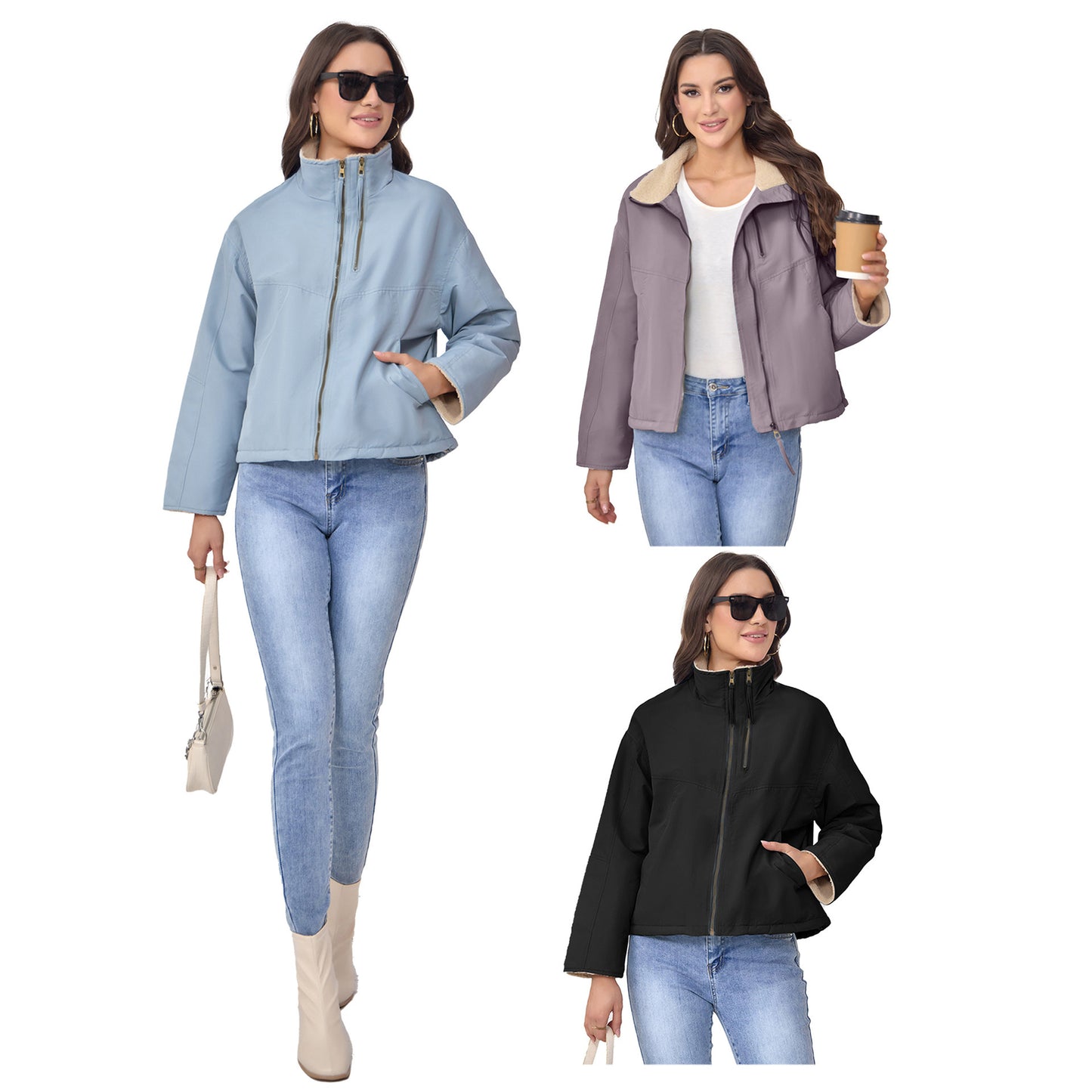 Velvet Stand Collar Cotton-padded Coat For Women