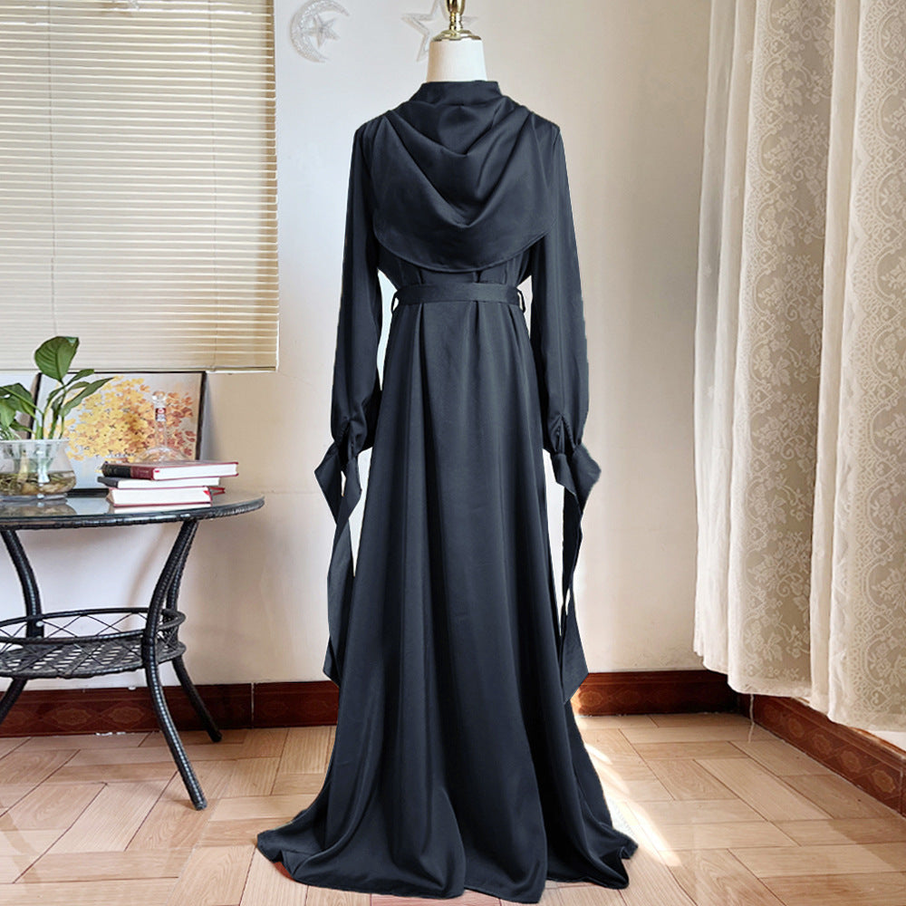 Muslim Pile Collar Robe And Ankle Dress