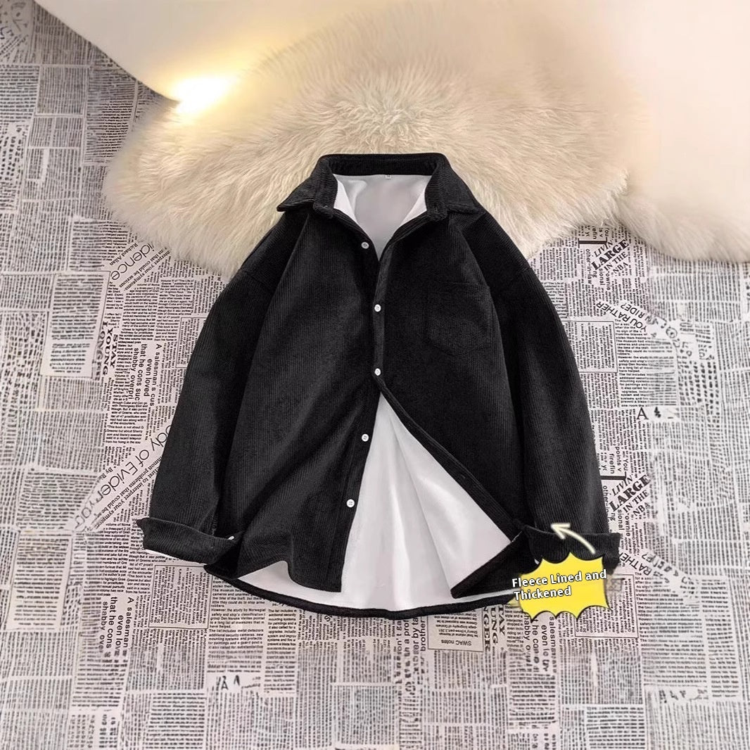 Fleece Thermal Long Sleeves Lapel Shirt Coat