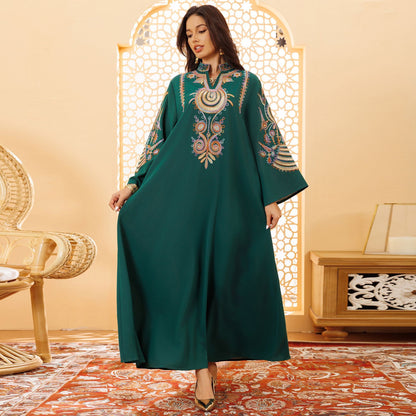 Women's Embroidered Rope Embroidered Muslim Pullover Dress