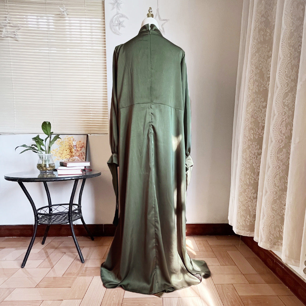 Muslim Pile Collar Robe And Ankle Dress