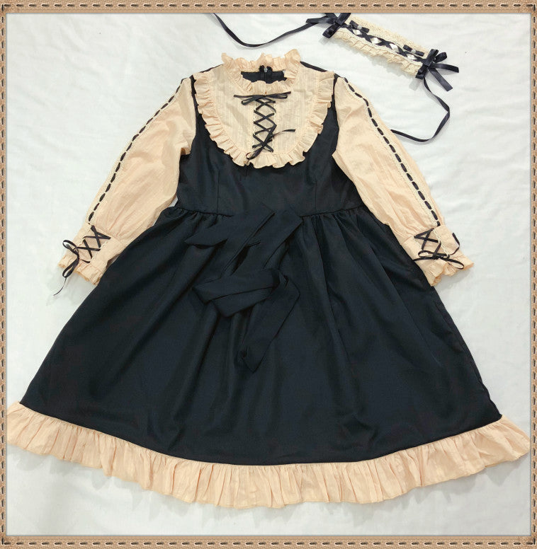 Color-blocking Maid Dress Student Japanese Autumn Cute Long Sleeves