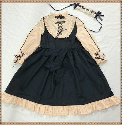 Color-blocking Maid Dress Student Japanese Autumn Cute Long Sleeves