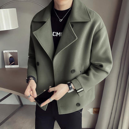 Men's Trench Coat Jacket Autumn And Winter Short Woolen Cloth
