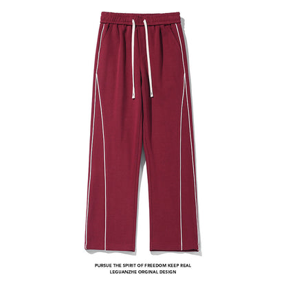 New Hong Kong Style White Bottom Ribbon Sweatpants