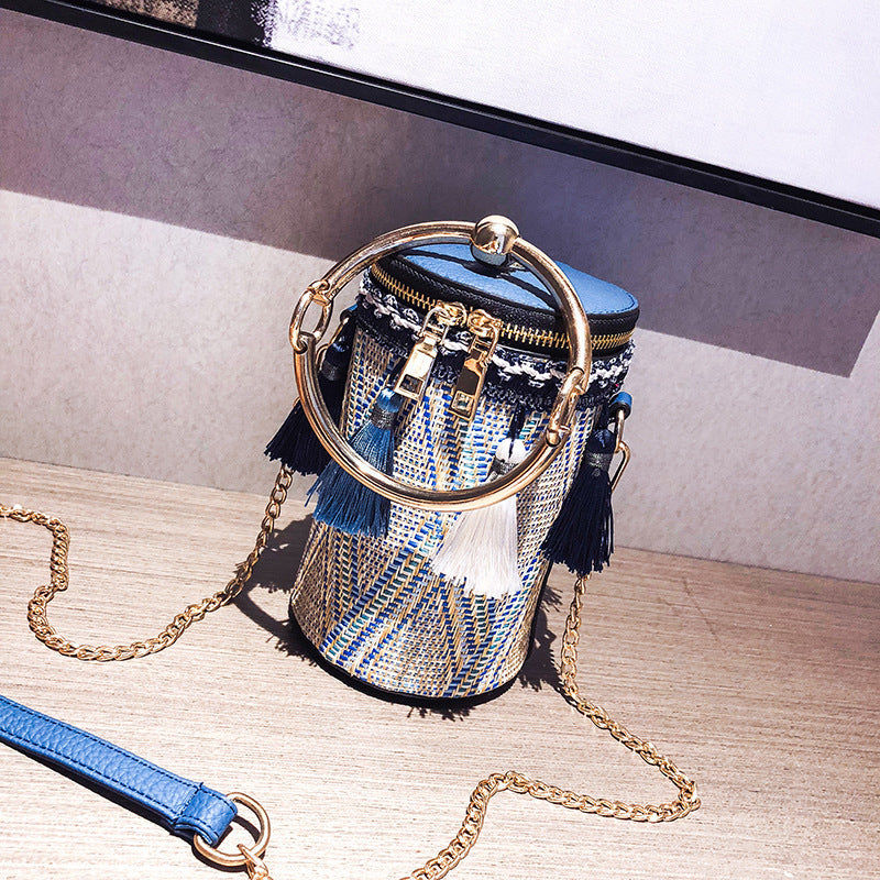 Luxury Handbag Women Bag Designer Retro Weave Feather Tassel lady Shoulder Bag