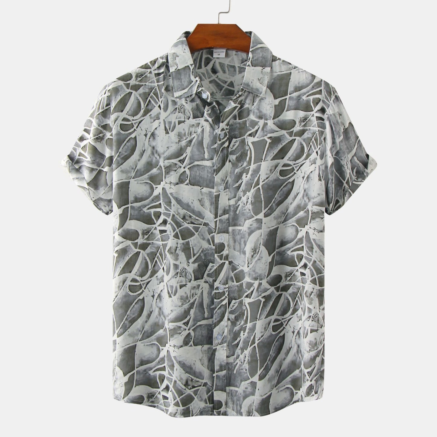 Men's Plus Size Summer Loose Short Sleeves Shirt Retro