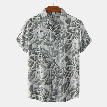 Men's Plus Size Summer Loose Short Sleeves Shirt Retro