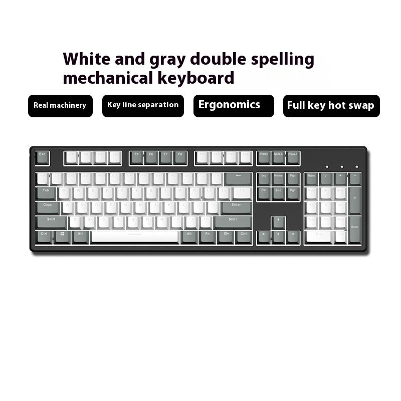 Two-color Keyboard Wired Office Green Black Tea Red Axis Hot Plug Computer