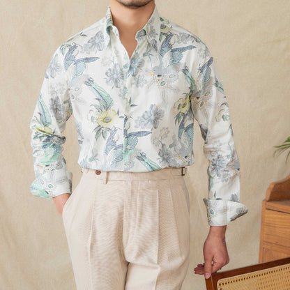 Men's Printed Long-sleeved Cotton Shirt