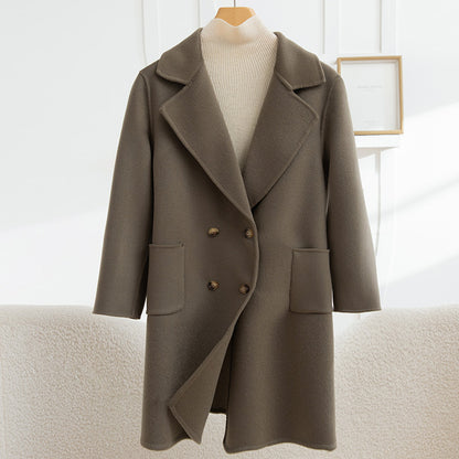 Fashion Double Breasted Woolen Coat Women