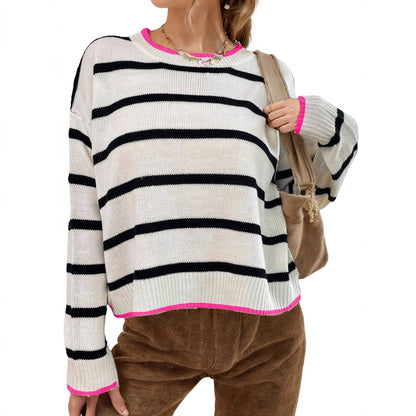 Pullover Sweaters Striped Contrast Color Knitwear