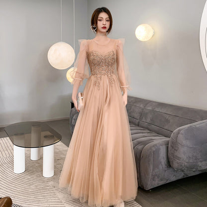 Champagne Bridesmaid Dresses Appear Slim To The Small Crowd